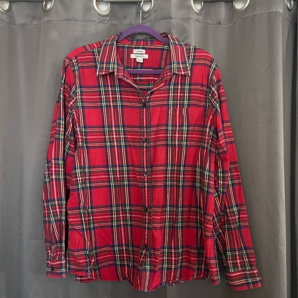 L.L. bean red plaid flannel